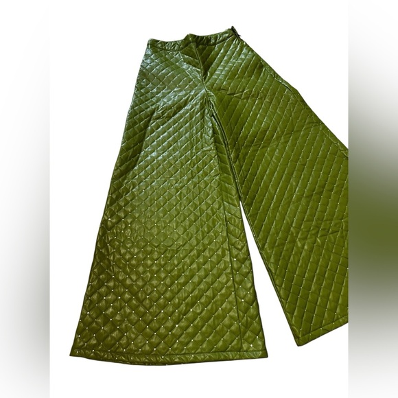 The Quilted Set Olive Sequin Bustier And High Waisted Wide Leg Pants Set Medium - Picture 5 of 15